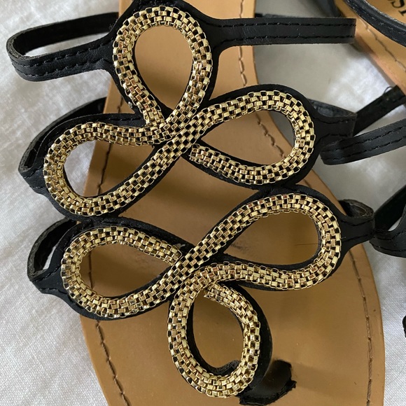 Black and Gold Ornate Sandals - Picture 3 of 6